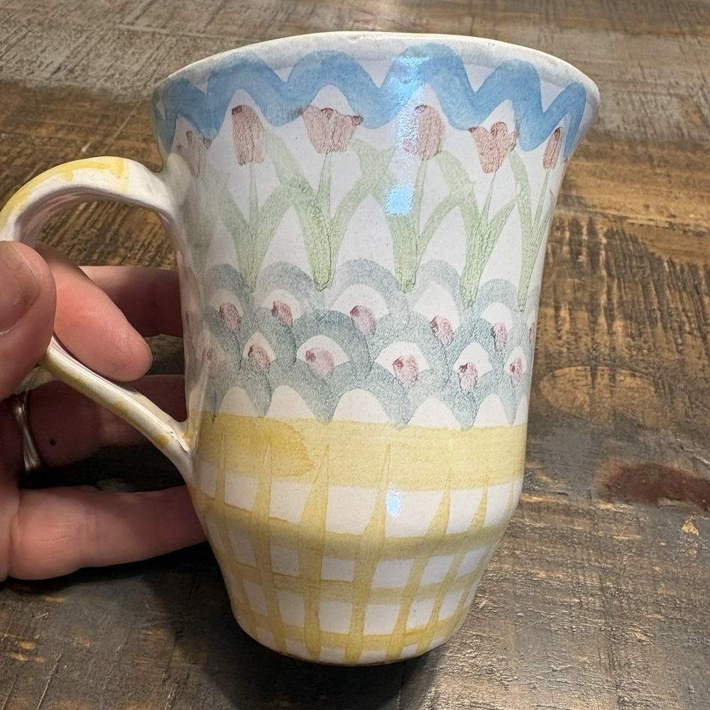 MacKenzie-Childs Ceramic Mug Cup 1990 Vintage Hand Painted! #9 King Terracotta